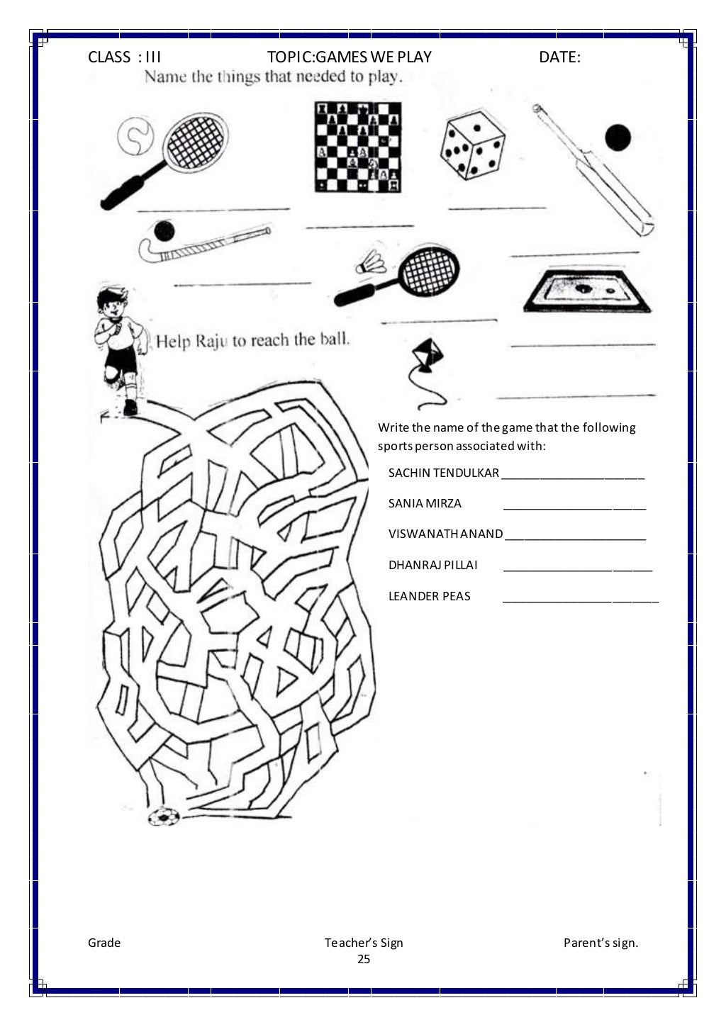 class iii evs worksheets