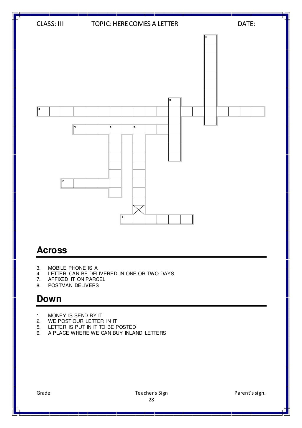 class iii evs worksheets