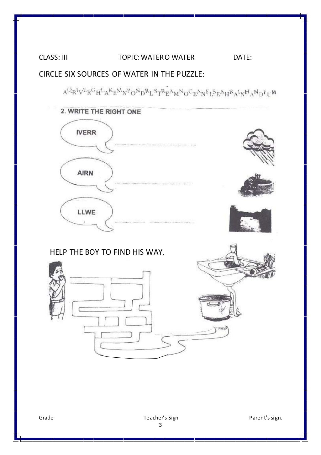 class iii evs worksheets