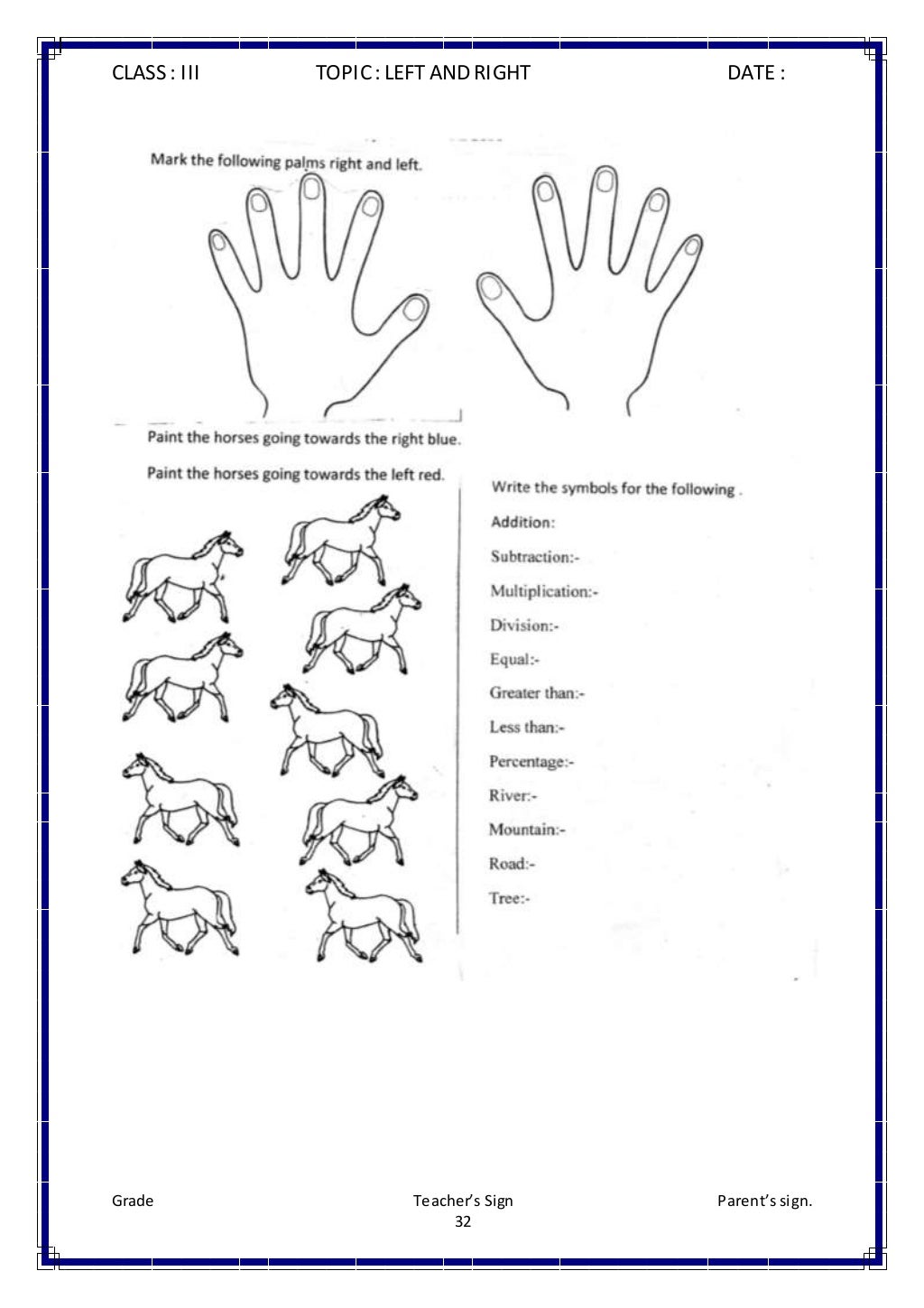 CLASS III EVS WORKSHEETS