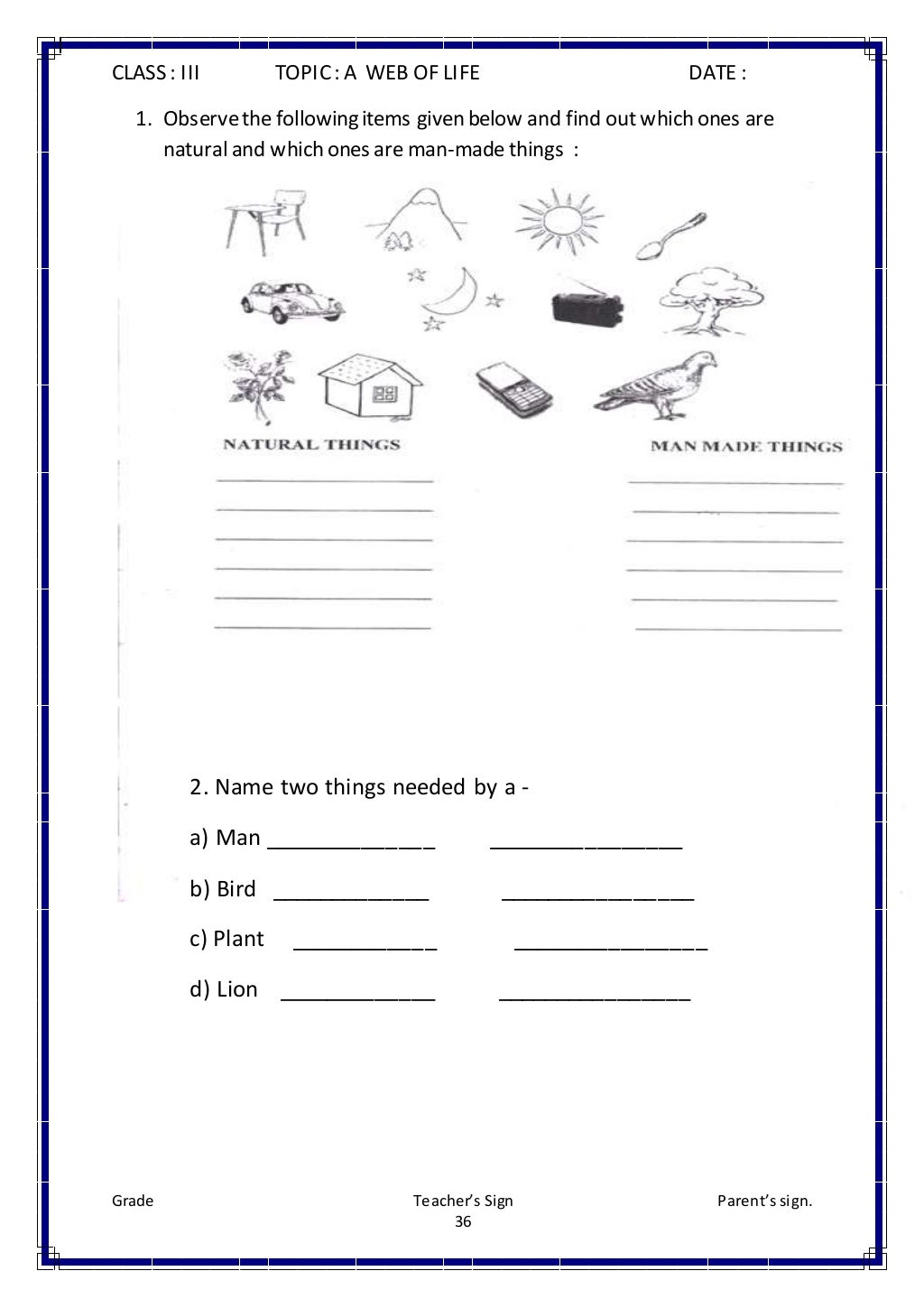 CLASS III EVS WORKSHEETS CLASS III EVS WORKSHEETS