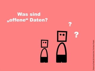 Was sind
„offene“ Daten?
?
?
PersonbyPauloSáFerreirafromTheNounProject
 