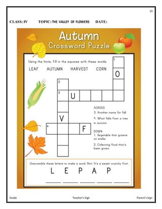 class iv evs worksheets