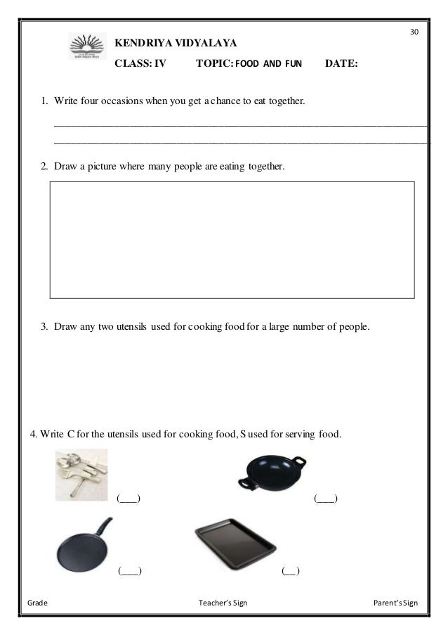 Food And Fun Class 4 Evs Worksheets Fun Guest