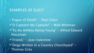 Elegy Poem Examples