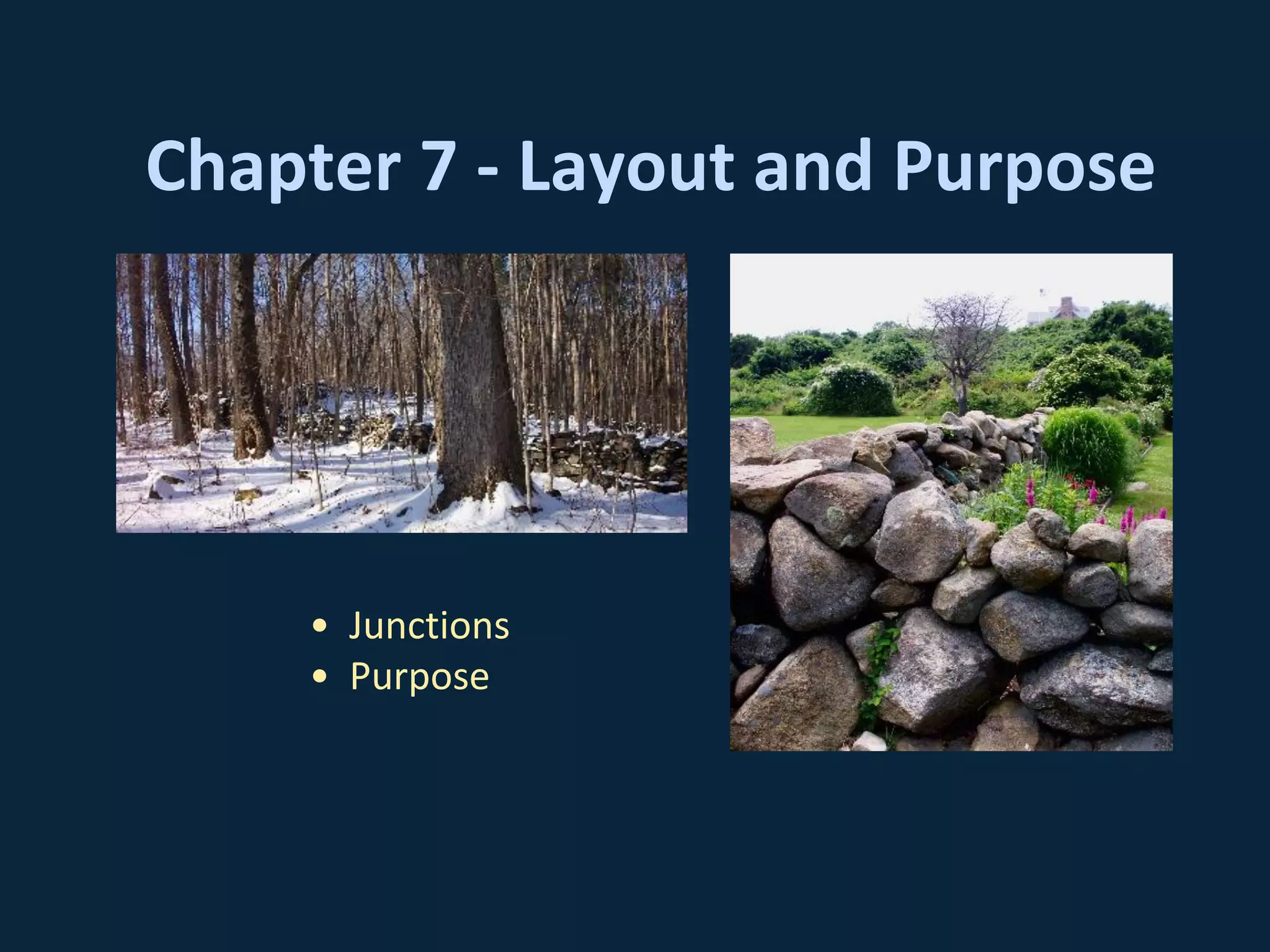 Chapter 7 - Layout and Purpose
• Junctions
• Purpose
 