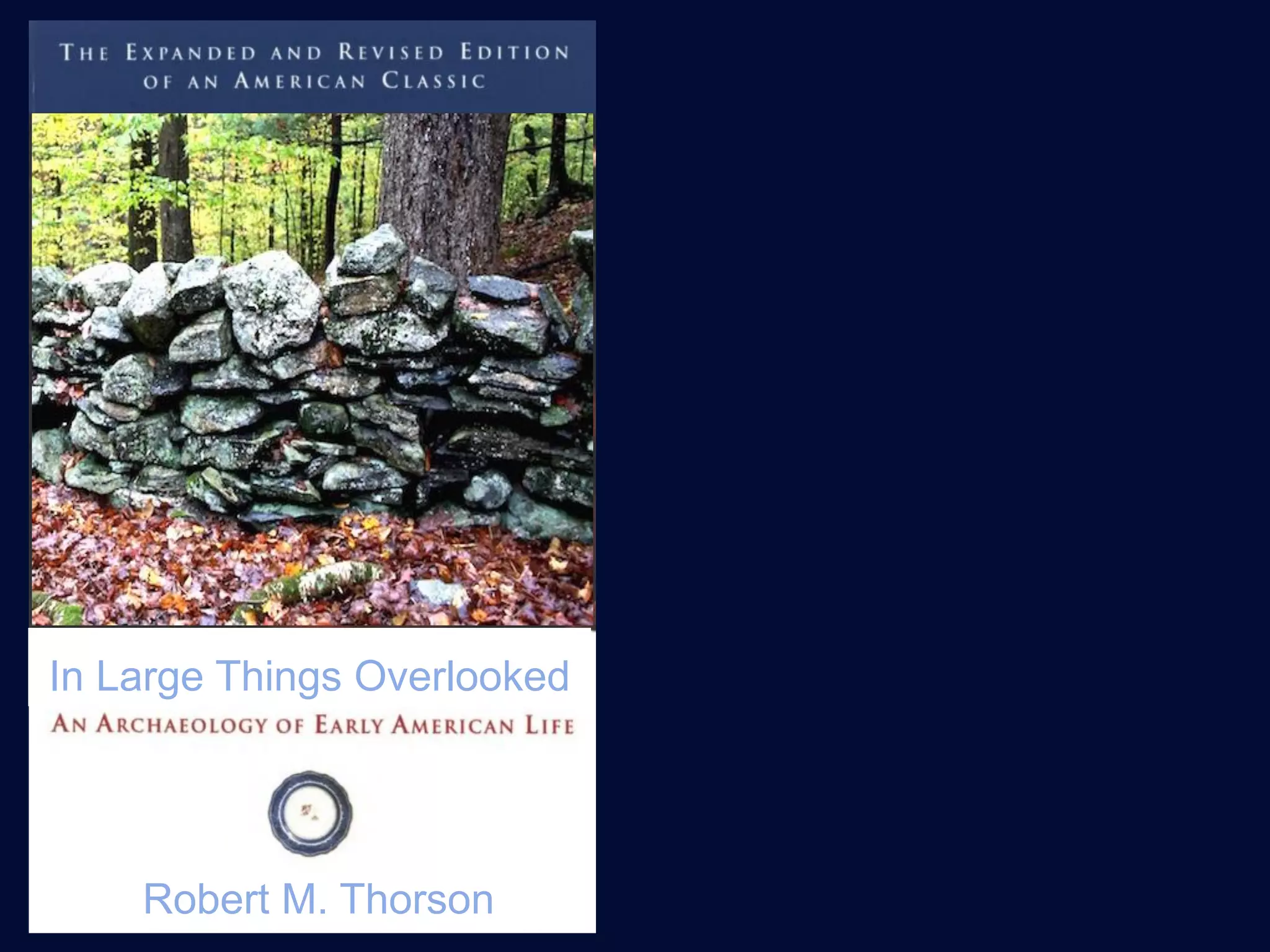 In Large Things Overlooked
Robert M. Thorson
 