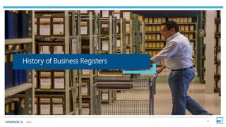 9
History of Business Registers
 