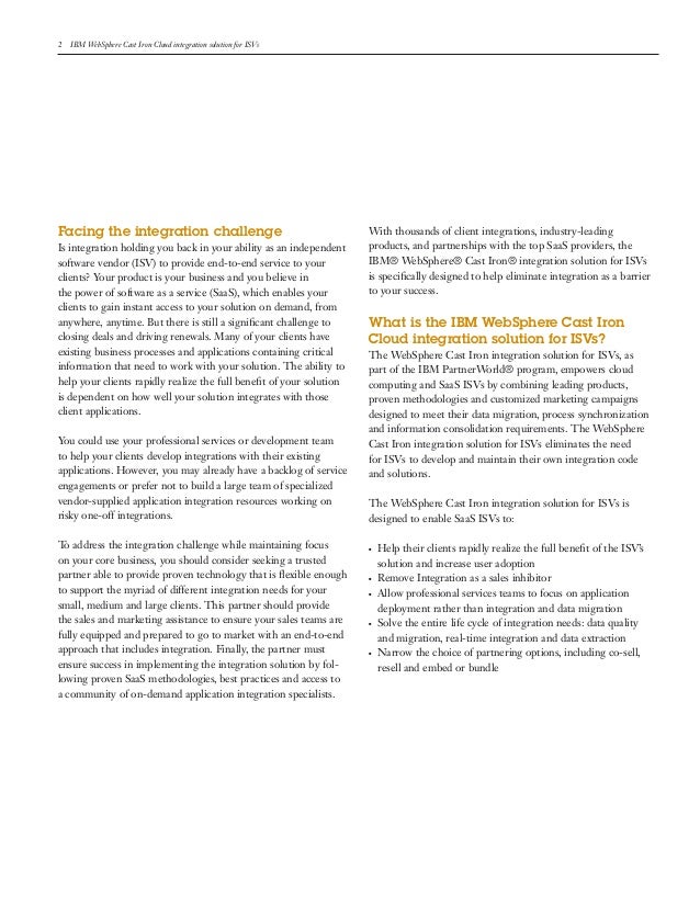 IBM Sphere Cast Iron Cloud Integration Solution for ISVs