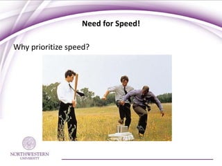 Need for Speed!

Why prioritize speed?
 