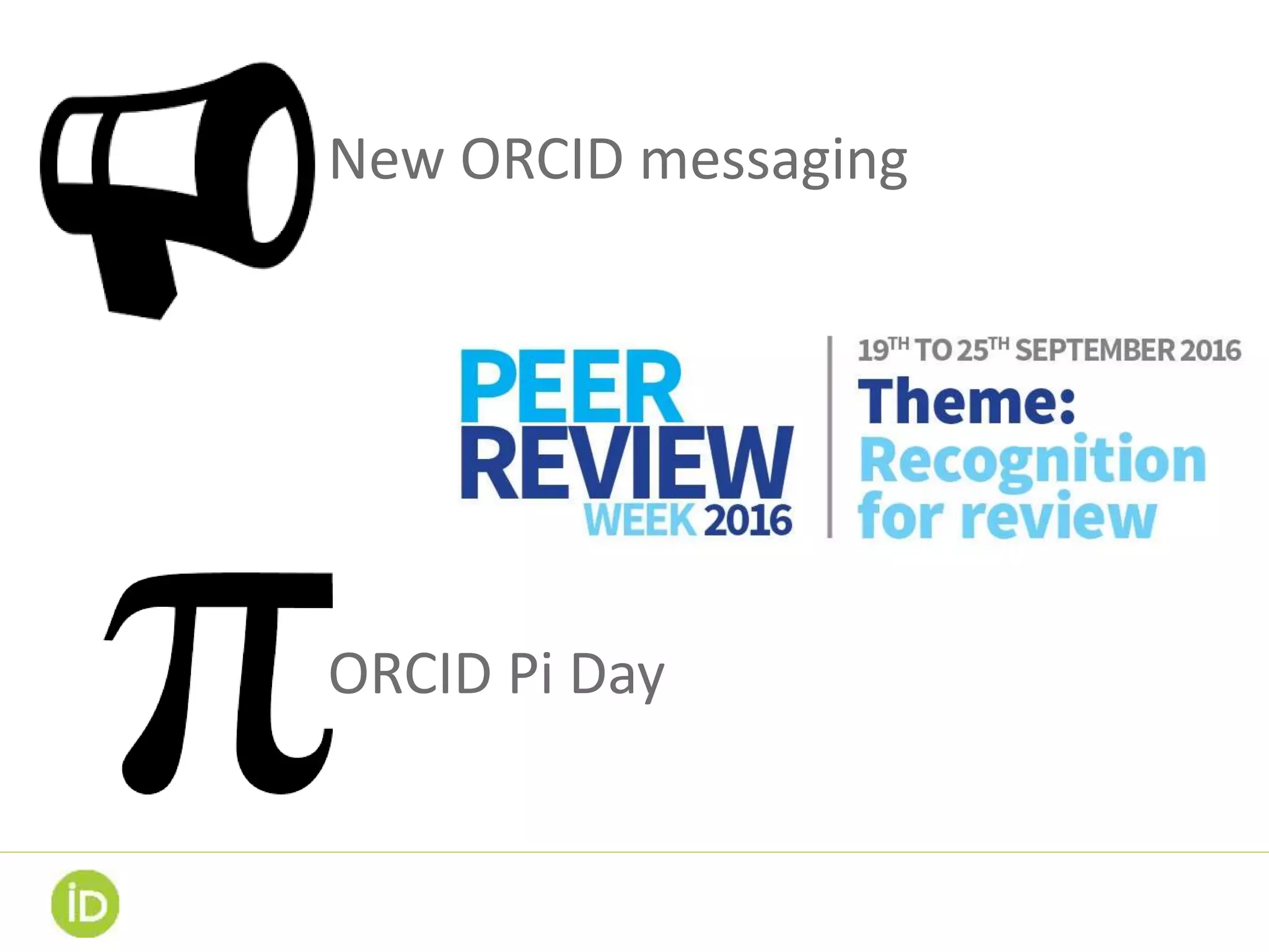 ORCID Pi Day
New ORCID messaging
 