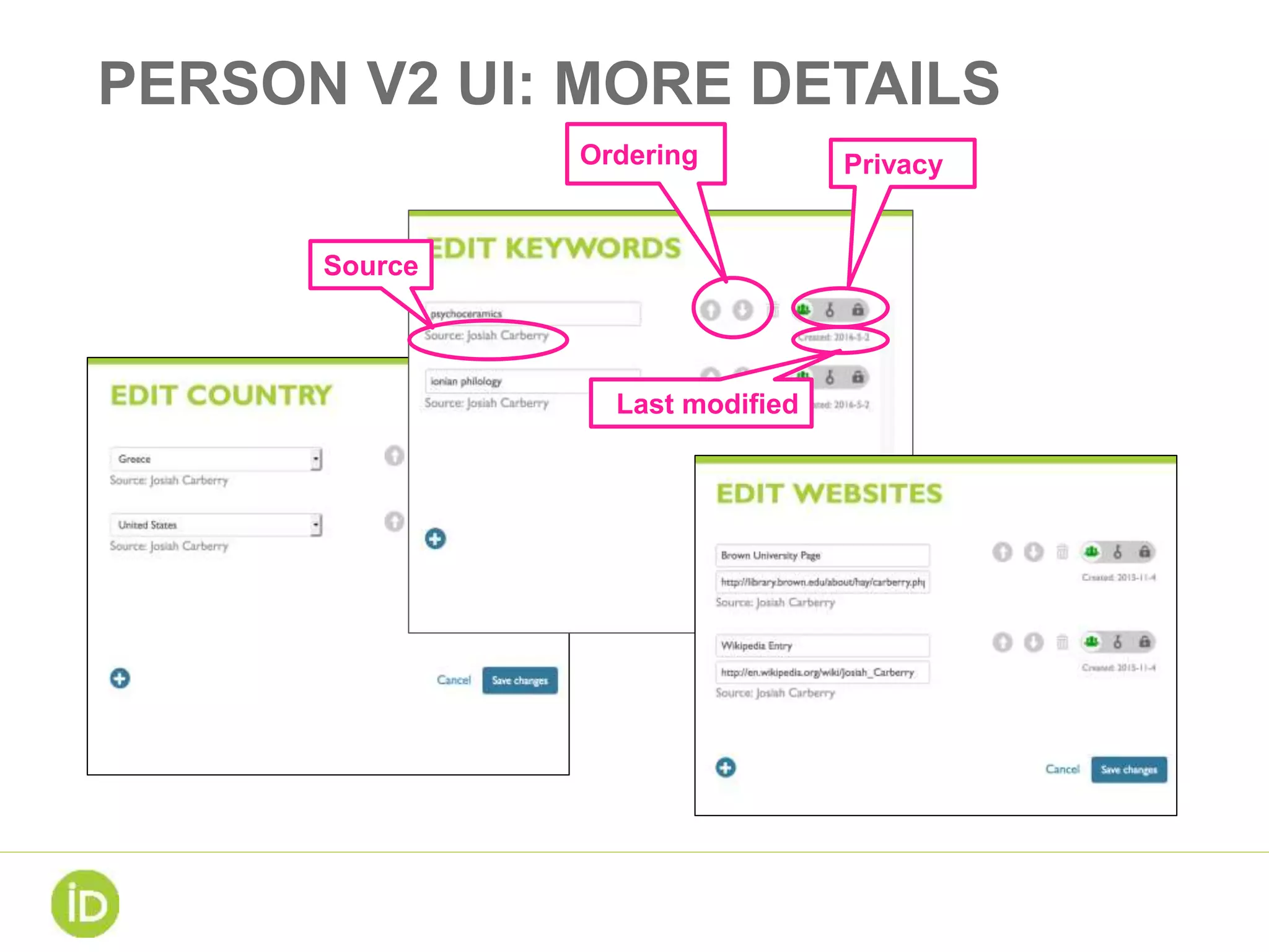 PERSON V2 UI: MORE DETAILS
Ordering
Source
Last modified
Privacy
 