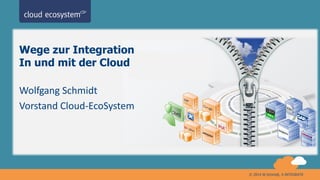 © 2014 W.Schmidt, X-INTEGRATE
Wege zur Integration
In und mit der Cloud
Wolfgang Schmidt
Vorstand Cloud-EcoSystem
 