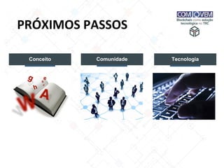 PRÓXIMOS PASSOS
Conceito Comunidade Tecnologia
 
