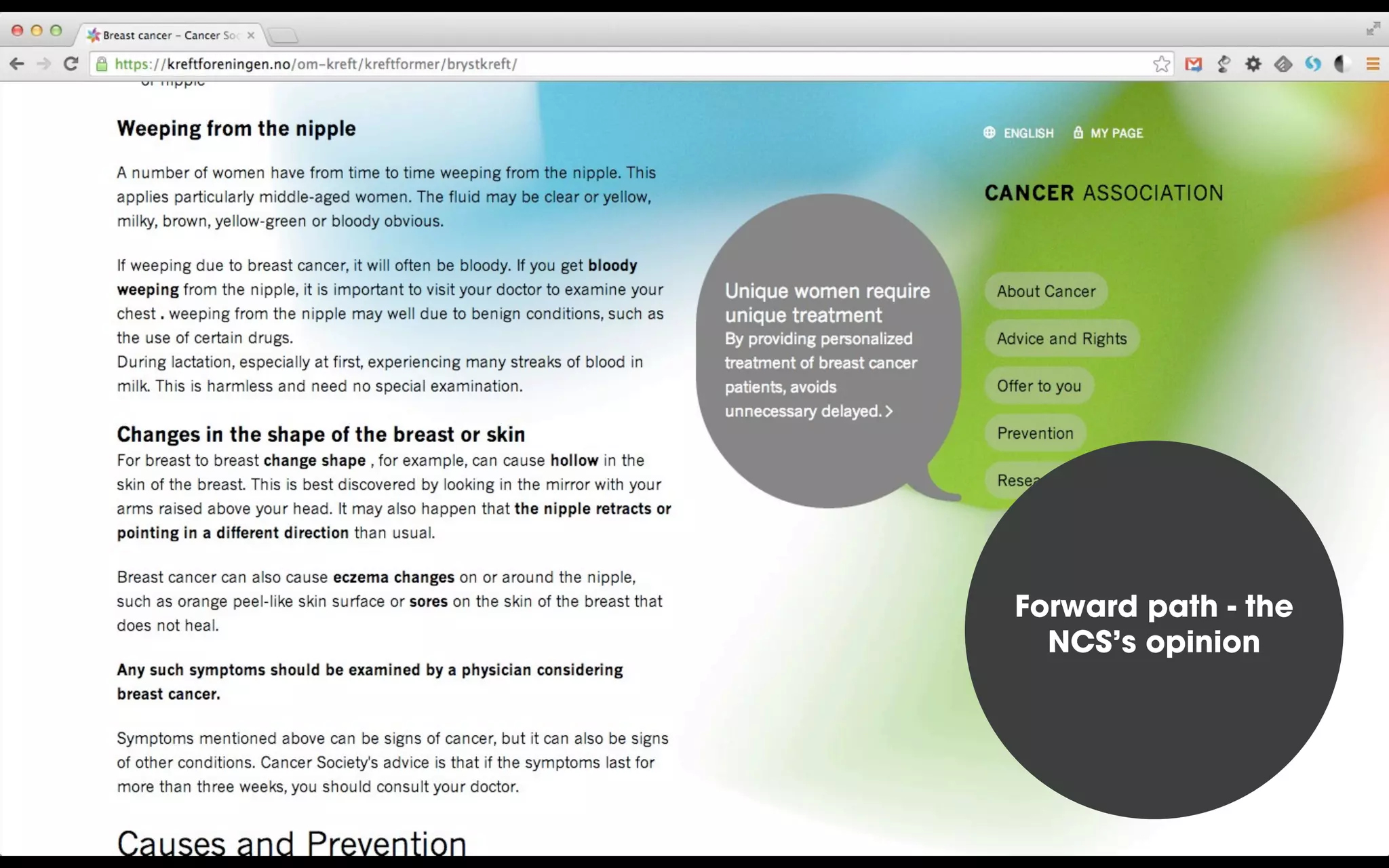 Forward path - the
NCS’s opinion
 