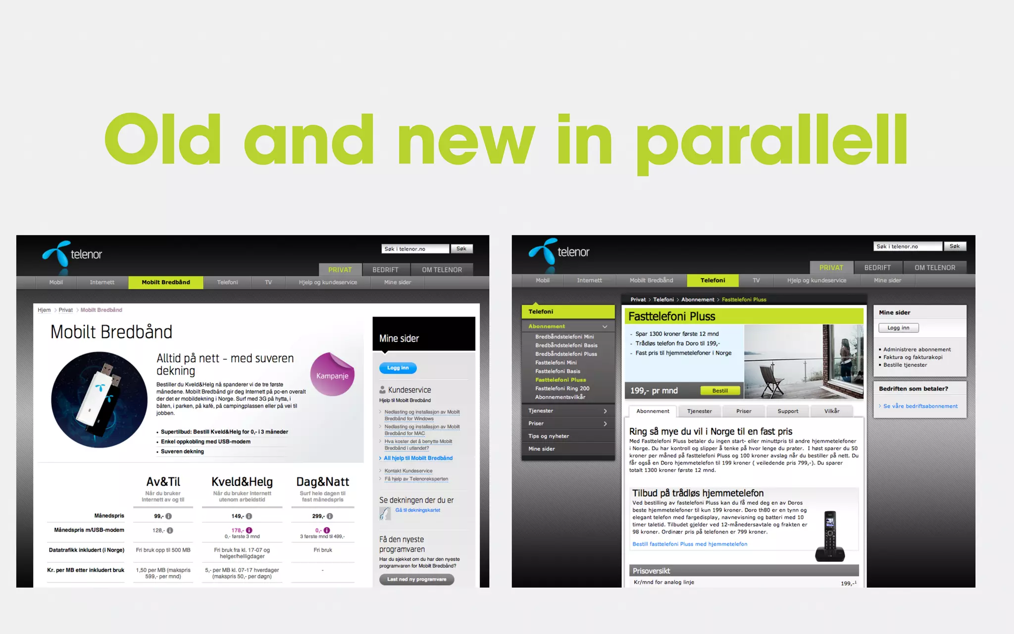 Old and new in parallell
 