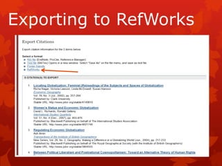 Exporting to RefWorks
 