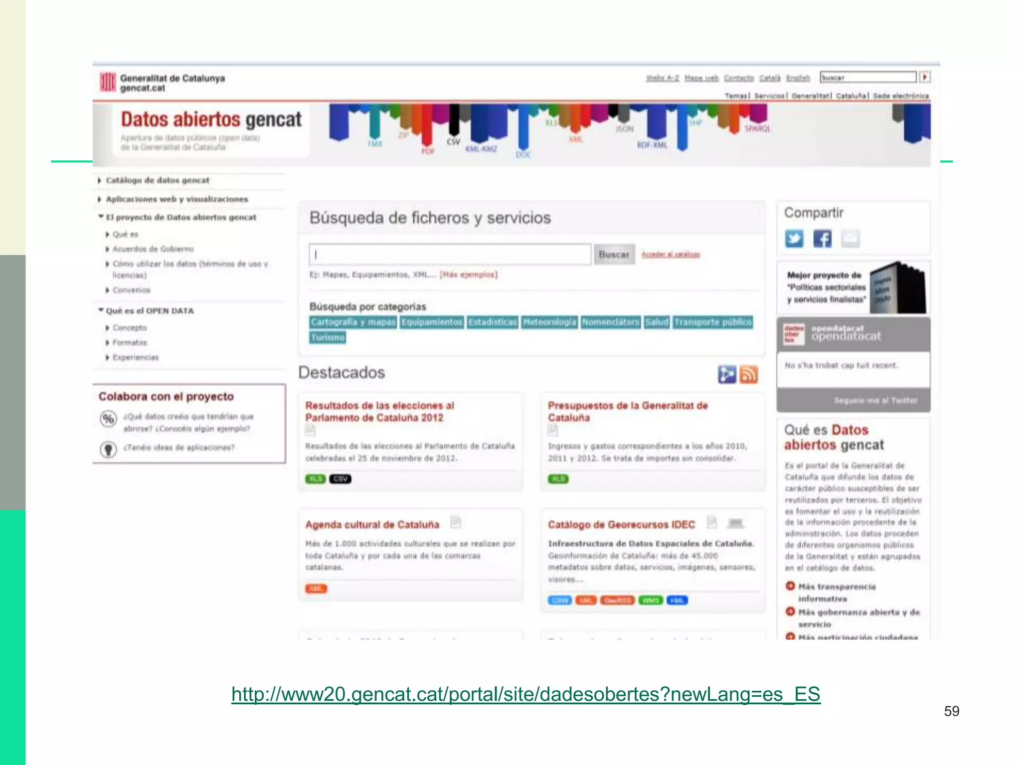 59
http://www20.gencat.cat/portal/site/dadesobertes?newLang=es_ES
 