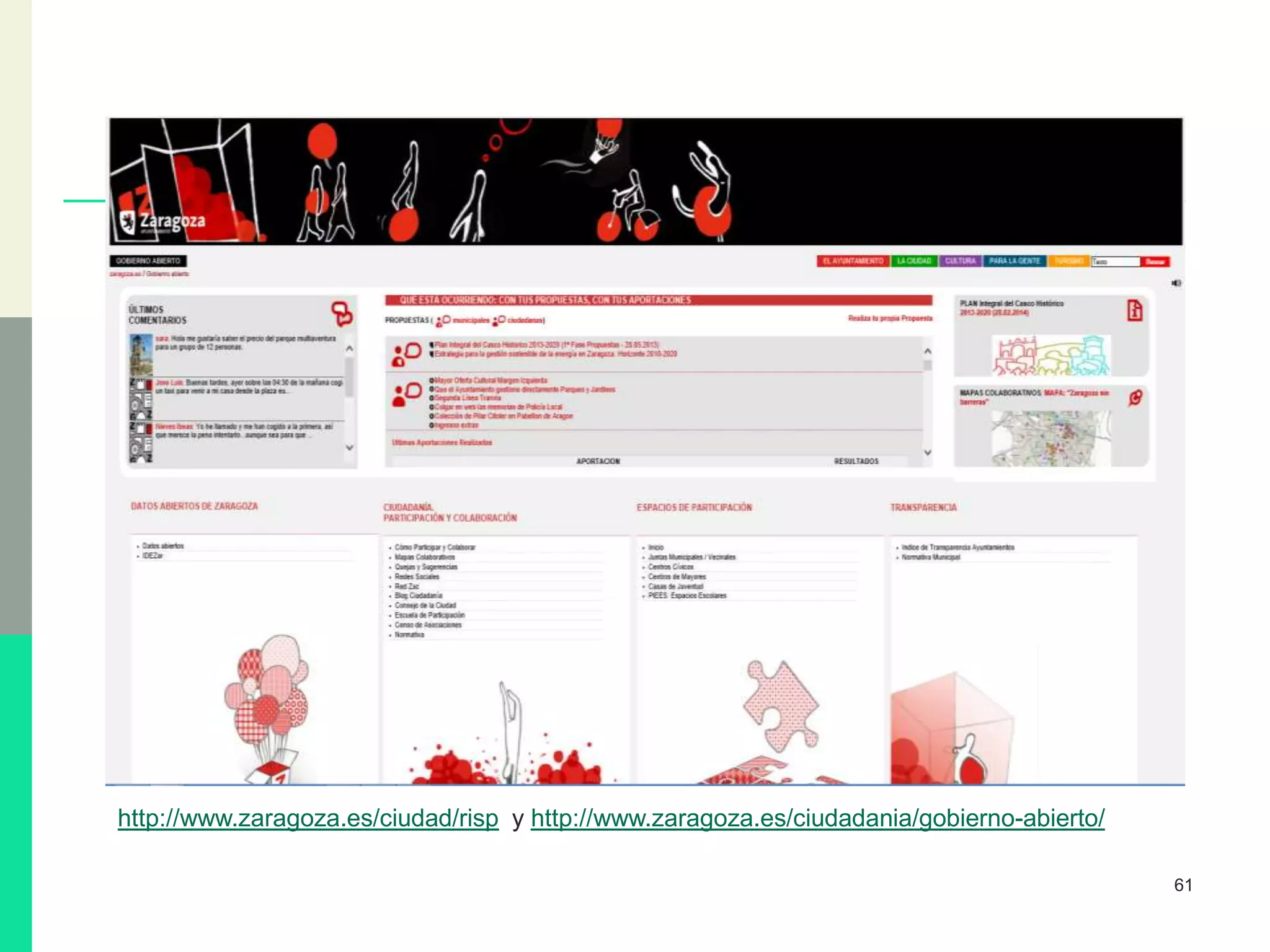 61
http://www.zaragoza.es/ciudad/risp y http://www.zaragoza.es/ciudadania/gobierno-abierto/
 