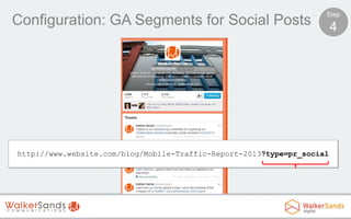 Configuration: GA Segments for Social Posts

Step

http://www.website.com/blog/Mobile-Traffic-Report-2013?type=pr_social

4

 