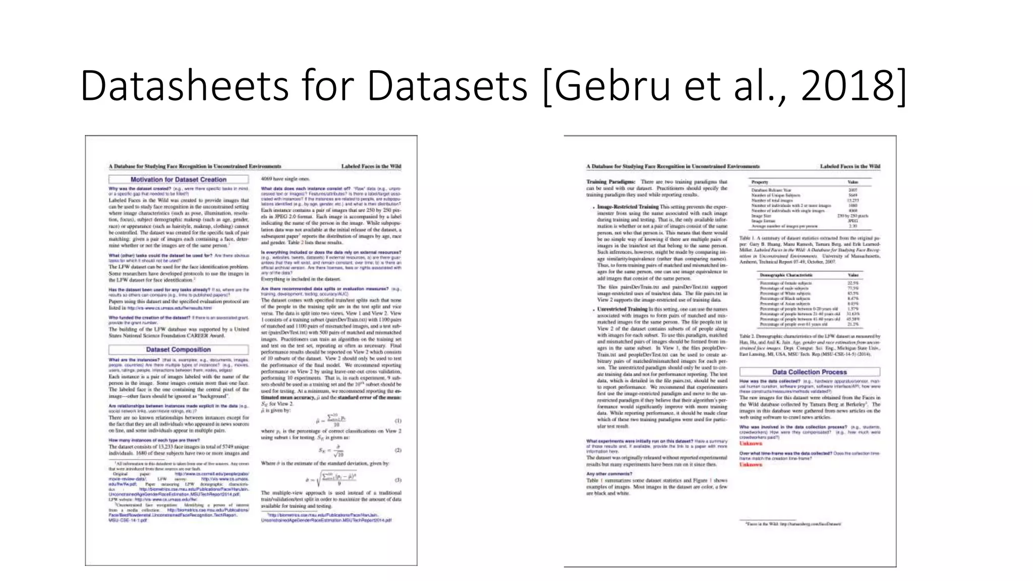 Datasheets for Datasets [Gebru et al., 2018]
 
