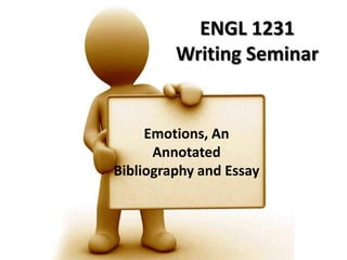 ENGL 1231
         Writing Seminar


     Emotions, An
      Annotated
Bibliography and Essay
 