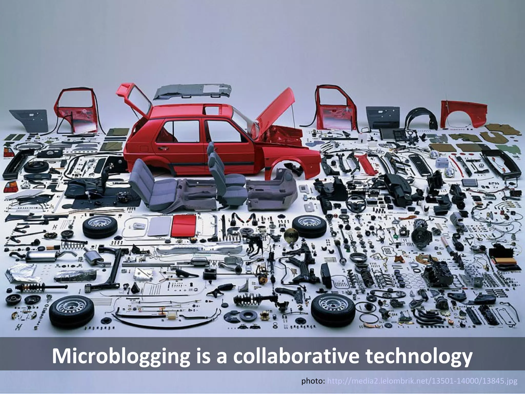 Microblogging is a collaborative technology
                         photo: http://media2.lelombrik.net/13501-14000/13845.jpg
 