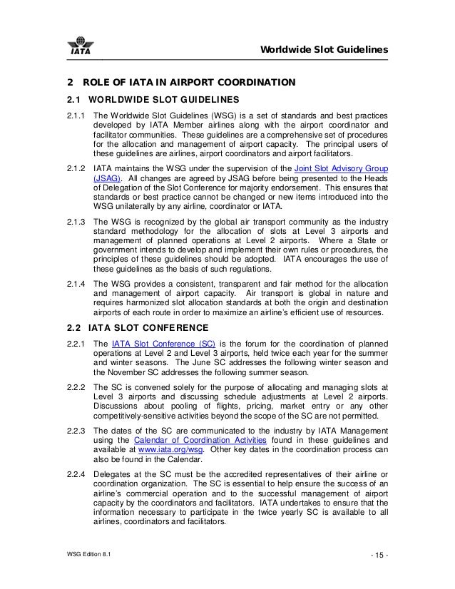 Iata slot guidelines Iata slot guidelines