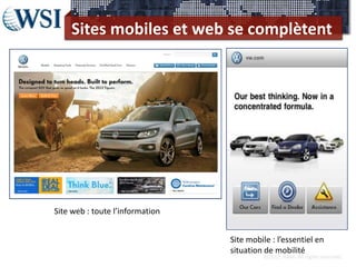 Sites mobiles et web se complètent




Site web : toute l’information


                                 Site mobile : l’essentiel en
                                 situation de mobilité
                                          ©2012 RAM. All rights reserved.
 