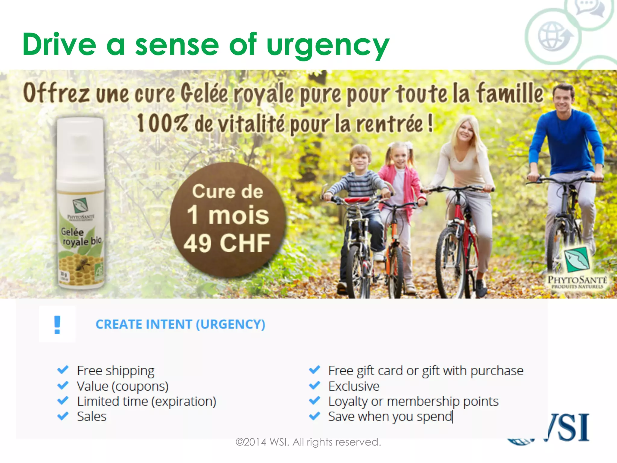 Drive a sense of urgency 
©2014 WSI. All rights reserved. 
 