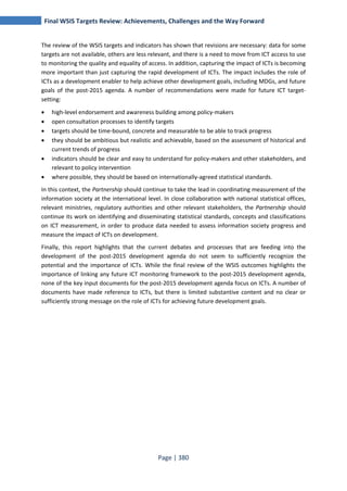 FINAL WSIS TARGETS REVIEW ACHIEVEMENTS, CHALLENGES AND THE WAY FORWARD 