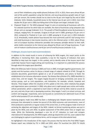 FINAL WSIS TARGETS REVIEW ACHIEVEMENTS, CHALLENGES AND THE WAY FORWARD 