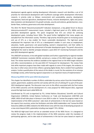 FINAL WSIS TARGETS REVIEW ACHIEVEMENTS, CHALLENGES AND THE WAY FORWARD 