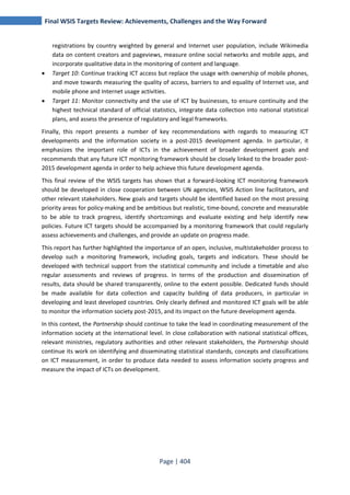 FINAL WSIS TARGETS REVIEW ACHIEVEMENTS, CHALLENGES AND THE WAY FORWARD 