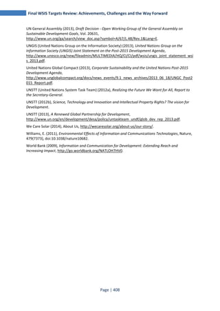 FINAL WSIS TARGETS REVIEW ACHIEVEMENTS, CHALLENGES AND THE WAY FORWARD 