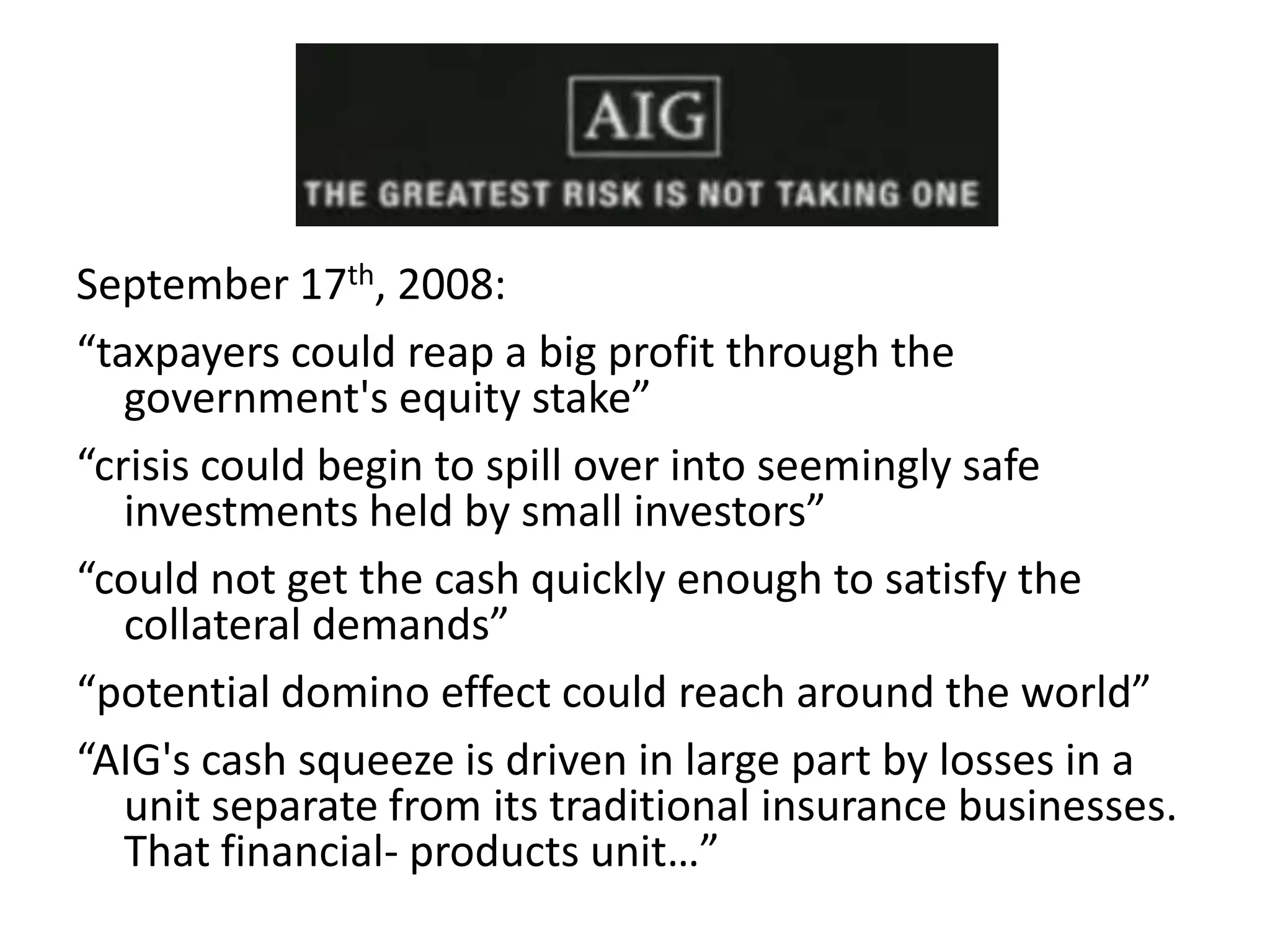 Computer model rates housing market on 0 to 100 scored below 50, meaning the “market’s look is ‘unfavorable.’”“The Fall of Bear Stearns”Kate KellyPart I: May 27, 2008	“’I just simply have not been able to come up with anything, even with the benefit of hindsight, that would have made a difference.’” -- Alan Schwartz, chief executive Bear Stearns	“…the firm’s leaders missed opportunities that might have been able to save the 85-year-old brokerage.”	“To outsiders, it was beginning to look as if Bear Stearns had navigated the crisis relatively deftly. Inside the firm, that view wasn’t as prevalent.”Part II: May 28, 2008	“It was the beginning of a frantic 72 hours that would bring the Wall Street firm to its knees…show how quickly a company that took 85 years to build could unravel.” 	“credit- default swaps — a big, barely regulated market where one party, for a price, assumes the riske that bond or loan will go bad.” (layman’s terms)	“Inside the sixth-floor conference room…executives cheered and exchanged high-fives. They thought they had four weeks to sort out their problems.”“If This Is a Bubble, It Sure Is Hard to Pop”Tuesday March 30,1999 --- Dow hit 10,000
