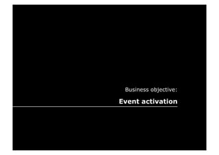 Business objective:

Event activation
 