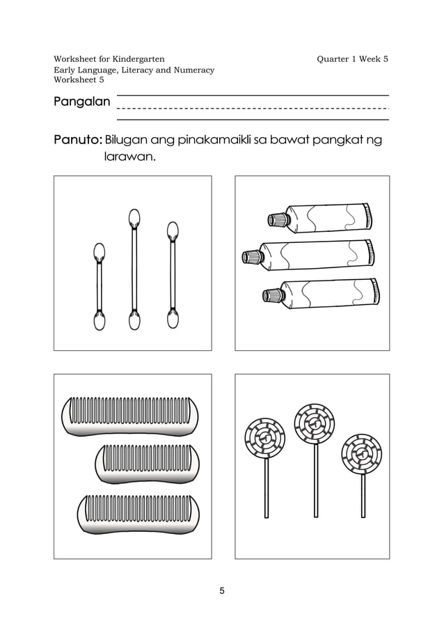 Worksheet Kindergarten Matatag Quarter 1 Week 5 | PDF