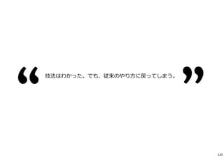 技法はわかった。でも、従来のやり方に戻ってしまう。
120
 