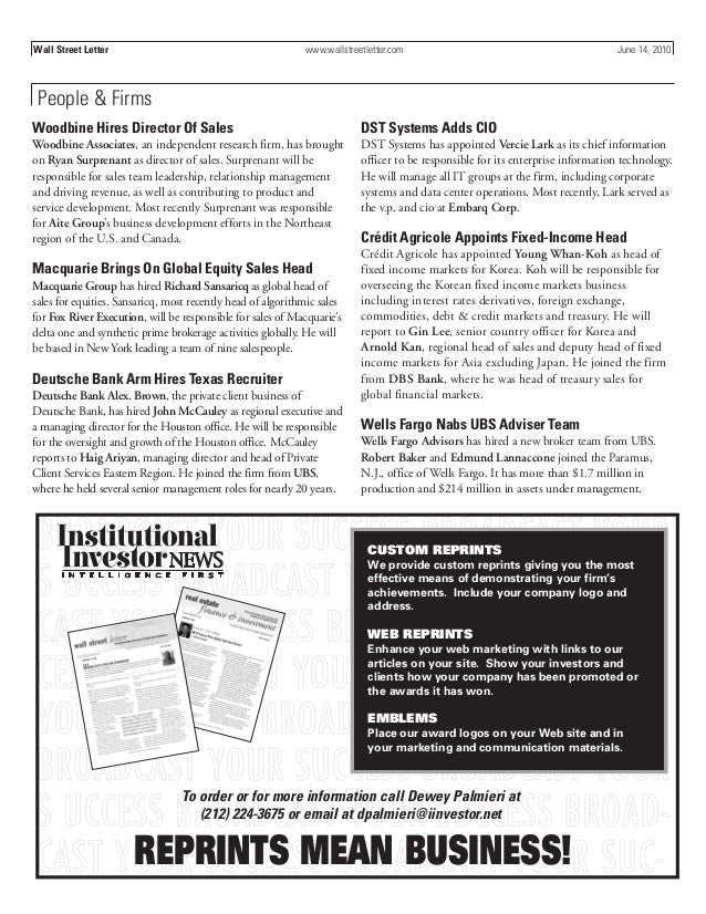 wall street letter june 14 2010 macquarie email format