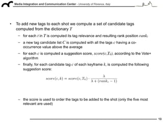 "Tag suggestion and localization in user-generated videos based on social knowledge", ACM SIGMM WSM 2010