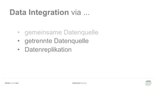 #WISSENTEILEN
Data Integration via ...
• gemeinsame Datenquelle
• getrennte Datenquelle
• Datenreplikation
 