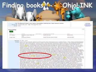 Finding books -- OhioLINK
 