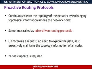 Proactive Routing Protocols
DEPARTMENT OF ELECTRONICS & COMMUNICATION ENGINEERING
Mr.M.Raja,Assoc.Prof,CMRE
 