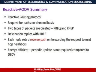08/06/2026 82
DEPARTMENT OF ELECTRONICS & COMMUNICATION ENGINEERING
Reactive-AODV Summary
Mr.M.Raja,Assoc.Prof,CMRE
 