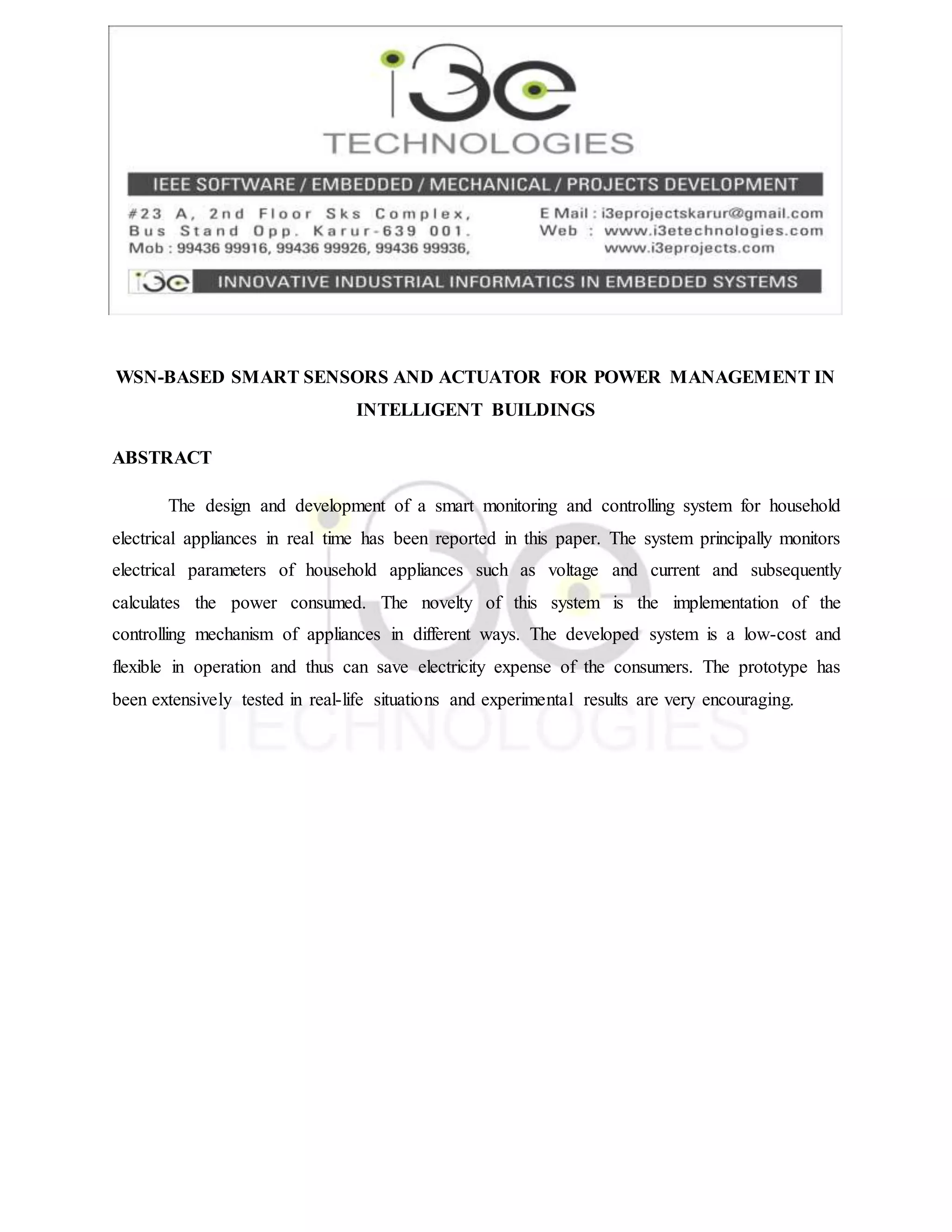 Wsn based smart sensors and actuator for power management in ...