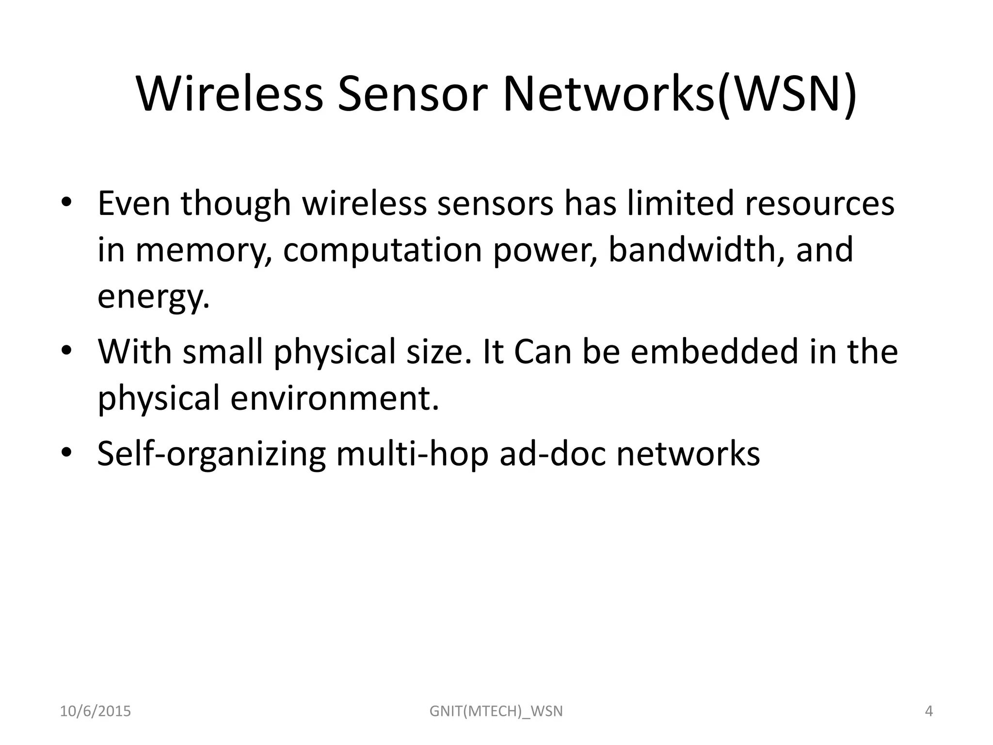 Wireless Sensor Networks ppt | PPTX | Internet of Things | Internet