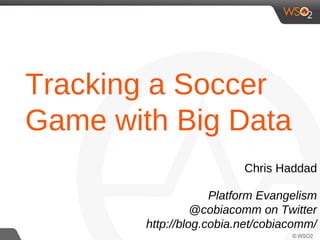 Last Updated: Jan. 2014
VP Platform Evangelism
@cobiacomm on Twitter
http://blog.cobia.net/cobiacomm/
Chris Haddad
Tracking a Soccer
Game with Big Data
 