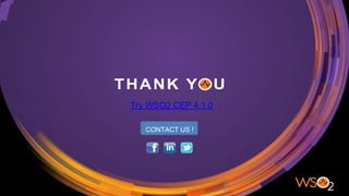 CONTACT US !
Try WSO2 CEP 4.1.0
 