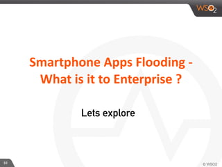 10
Smartphone	
  Apps	
  Flooding	
  -­‐	
  
What	
  is	
  it	
  to	
  Enterprise	
  ?
Lets explore
 